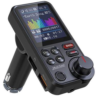 Imagem de Nulaxy Transmissor FM Bluetooth para carro, adaptador de carro Bluetooth com microfone forte com tela colorida de 1,8 polegadas para chamadas sem as mãos, suporta carregamento QC3.0,