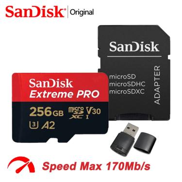 Imagem de Cartão de memória 32gb 128gb 256gb 512gb com adaptador do sd para a câmera sandisk extreme pro