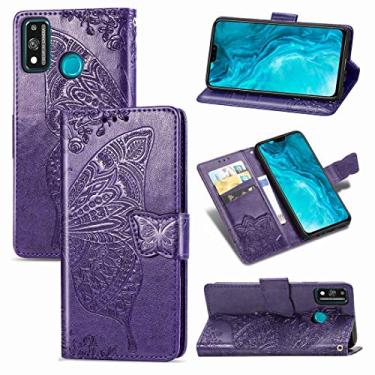 Imagem de YUNCHAO Caixa de telefone Para Huawei Honor 9X Lite Butterfly Love Flower em relevo horizontal flip em couro com suporte/slot de cartão/carteira/cordão capa para celular