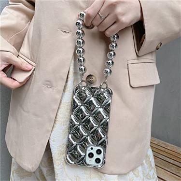 Imagem de Estojo de luxo estético vintage prata losango com miçangas de metal estojo para Samsung Galaxy S22 S20 S21 Plus Ultra tampa traseira, A, para S22