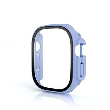 Imagem de KAPPDE Vidro + Capa para Apple Watch Case Ultra 49mm PC Bumper Capa Temperada Protetor de Tela Shell Iwatch Accessorie Series Ultra Cover (Cor: Azul Gelo, Tamanho: Ultra 49MM)