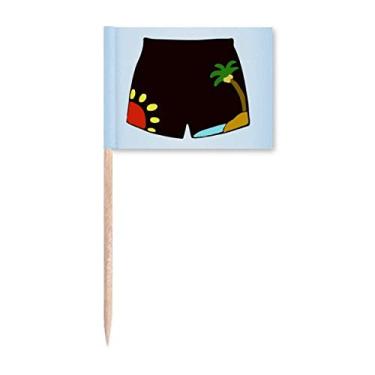 Imagem de Estampa de palito de dente com ilustração de calça de praia preta, marcadores para decoração de festa