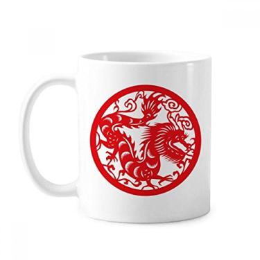 Imagem de Caneca de cerâmica com dragão de corte de papel China Zodíaco Caneca de cerâmica xícara de porcelana de café louça