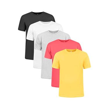 Imagem de Kit 5 Camisetas 100% Algodão (PRETO, BRANCO, MESCLA, VERMELHO, OURO, G)