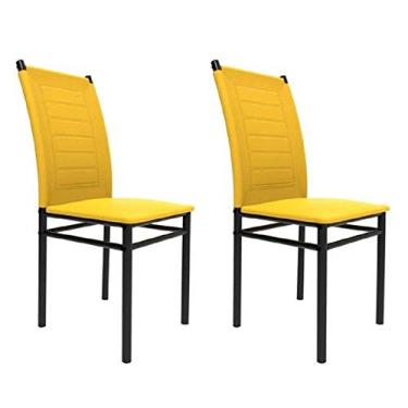 Imagem de Conjunto 2 Cadeiras de Jantar em Aço Tokio Amarelo/preto