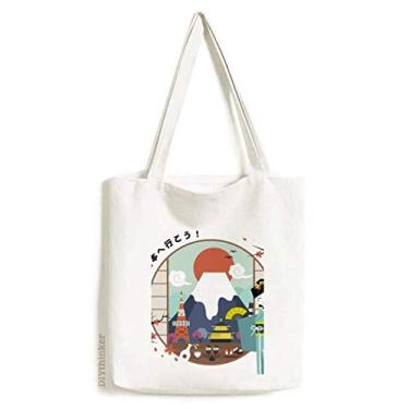 Imagem de Bolsa de lona para vulcão japonesa de viagem, bolsa de compras casual