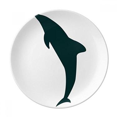 Imagem de Prato de golfinho simplificado para o oceano azul decorativo de porcelana Salver talheres de jantar