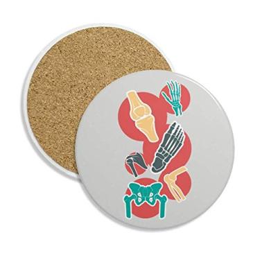 Imagem de Porta-copos de cerâmica com ilustração colorida, estrutura óssea, suporte para caneca, pedra absorvente para bebidas, presente de 2 peças