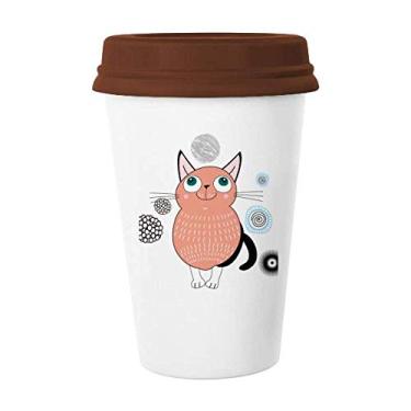 Imagem de Caneca de cerâmica Smile Animal Pink Cat Art Deco presente moderna caneca café bebendo vidro cerâmica copo tampa