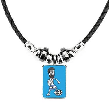 Imagem de DIYthinker Colar Argentina Mummy Football Sports Jewelry Torque Leather Rope Pendant