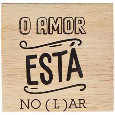 Imagem de Arte Maníacos Bloco em madeira O Amor Está no (L)ar - 15x15cm