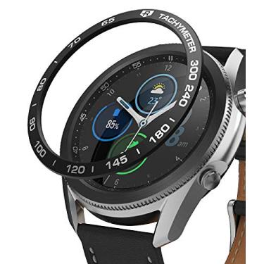 Imagem de Ringke Estilo bisel compatível com Samsung Galaxy Watch 3 capa de 45 mm, capa de moldura de alumínio - 45-10 (AL) preta