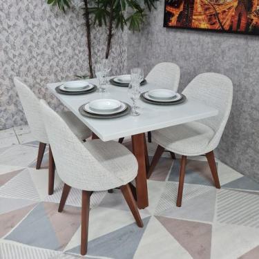 Imagem de Sala De Jantar Mesa Lia E 4 Cadeiras Dilly Fixas - D'confort Design