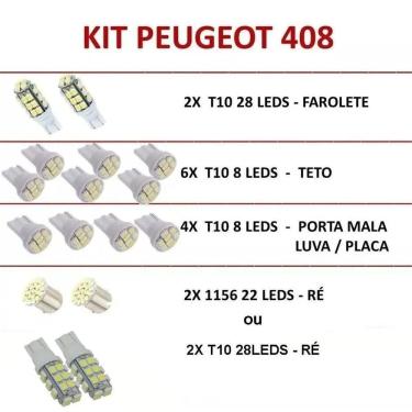 Imagem de Kit Lampadas Led Para Peugeot 408 Lanterna Teto Placa Ré