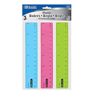Imagem de Régua de plástico BAZIC de 26 cm para estudantes, material escolar (3/pacote)