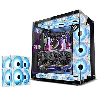 Imagem de Gabinete Gamer Gaming Case, Mid-Tower PC Gaming Case ATX/M-ATX/MINI-ITX - Front I/O USB 3.0 Port - Tempered Glass - 9 Fan Position - Water-Cooling Ready (Style : 6 fan)