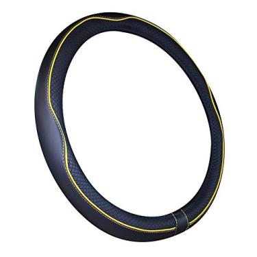 Imagem de Capa para volante de barco de couro microfibra 33-34 cm (preto e amarelo)