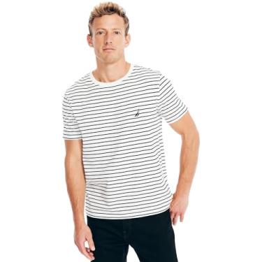 Imagem de Nautica Camiseta masculina J-Class, (Nova Coleção) Listrado Branco/Preto, GG
