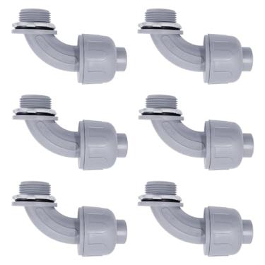 Imagem de Feotech Conector líquido apertado de 1/2 polegada flexível não metálico para conduíte elétrico encaixes de PVC de 90 graus para gabinetes elétricos e cubos 6 unidades de diâmetro.
