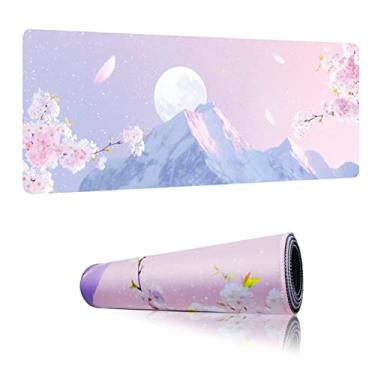 Imagem de Viorichve Tapete de mouse rosa estendido grande XXL tapete de mouse 78,9 cm x 30 cm mesa laptop computador mousepad com bordas costuradas de borracha antiderrapante para escritório, trabalho, jogos