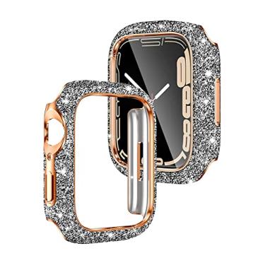 Imagem de WONJOY Capa protetora para Apple Watch 40/44/41/45 mm com strass para Apple Watch SE/Series 8/7/6/5/4 brilhante para mulheres