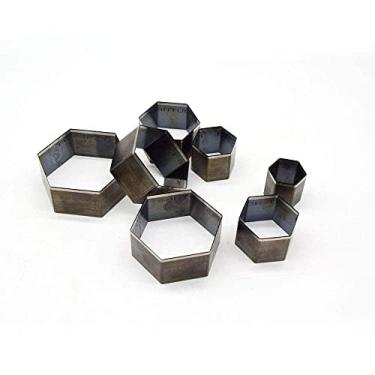 Imagem de Okjew Molde de corte hexagonal de liga de aço para papelão, couro, PVC, tecido, bom ajudante para artesanato (Steel08)