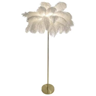 Imagem de Luminária de piso de penas moderna e simples, iluminação doméstica para sala de estar, quarto, abajur branco, lâmpada LED de 3 cores