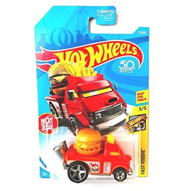 Imagem de Hot Wheels 2018 50th Anniversary Fast Foodie Buns of Steel (Cheeseburger Car) 73/365, Orange