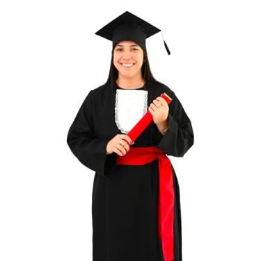 Imagem de Conjunto de Formatura Completo, Beca, Capelo, Jabô, Faixa e Canudo (Vermelho, Infantil 02)