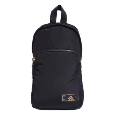 Imagem de adidas Bolsa tiracolo pequena Essentials Sling para mulheres e homens (5L), Legend Ink azul/ouro rosa/2.0, One Size, Bolsa tiracolo pequena Essentials Sling para mulheres e homens (5l)