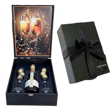 Imagem de Kit Espumante Chandon 750ml Presente 2 Taças Ferrero Rocher