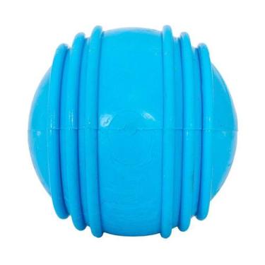 Imagem de Brinquedo Furacão Pet Bola de Borracha Maciça Azul com Friso para Cães