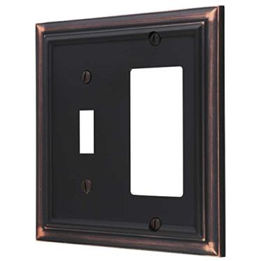 Imagem de AMERELLE 94TRVB Continental Single Toggle/Single Rocker Placa de parede de metal fundido em bronze envelhecido