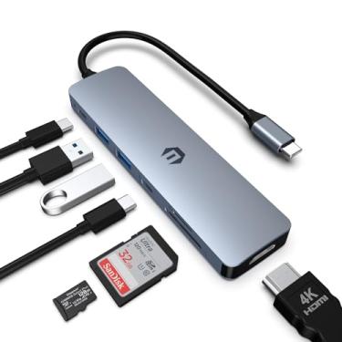 Imagem de Tymyp Hub USB C, adaptador de hub 7 em 1, saída HDMI, entrega de energia de 100 W, USB C 3.0, duas portas USB 3.0, leitor de cartão SD e micro SD, ideal para laptops USB C Dell XPS/HP/Surface e mais