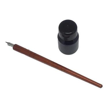 Imagem de Pena De Caligrafia Gilott 1152 Aço Inox +1 Cabo +1 Tinta - coisasdopas