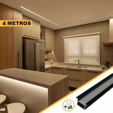 Imagem de Kit Perfil Embutir Recuado 4m + Fita 240 Leds Dupla + Fonte - Bela Hom
