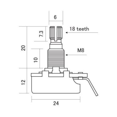 Imagem de Potenciômetro B25K Instrumentos/Equipamentos Alpha ALP-25KB