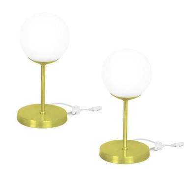 Imagem de Kit 2 Luminárias de mesa abajur Orby Dourado - MARRYLUZ
