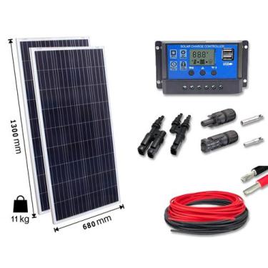 Imagem de Kit 2xpainel Placa Energia Solar 155w Contro30a Cabo E Mc4 - Resun