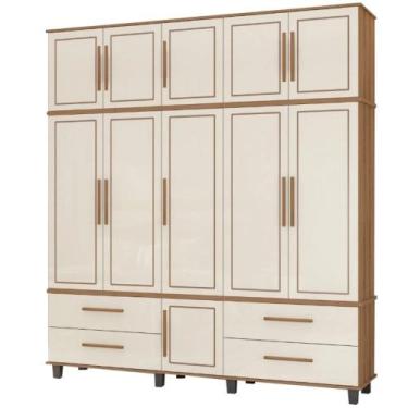 Imagem de Roupeiro colonial Triplex House 5 portas alto cor Off white / Nature -