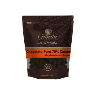 Imagem de Gotas Chocolate Puro 70% Cacau Gobeche - Adoçado com Açúcar Mascavo - 