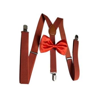 Imagem de Kit suspensório cobre + gravata borboleta laranja K:244/247 - Karecato