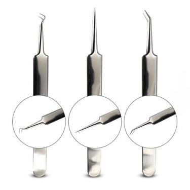 Imagem de Kit 3 Pinças Aço Inox para Remoção de Cravos Acnes Espinhas - Arte Sed