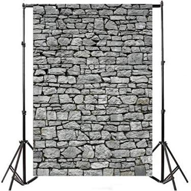 Imagem de Yeele 1,8 x 2,4 m Fundo de parede de tijolo cinza vintage grunge fotografia fundo nostalgia irregular textura de pedra cinza antigo irregular rock rachado menino criança adulto retrato artístico foto