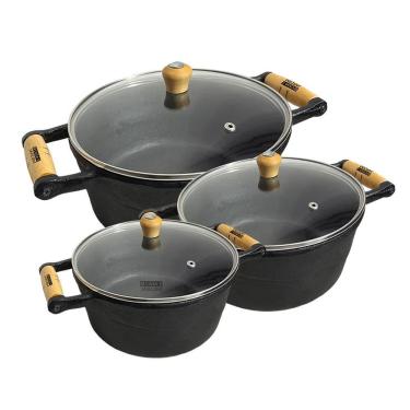 Imagem de Jogo 3 Caçarola Ferro Panela Mineira Vidro 2