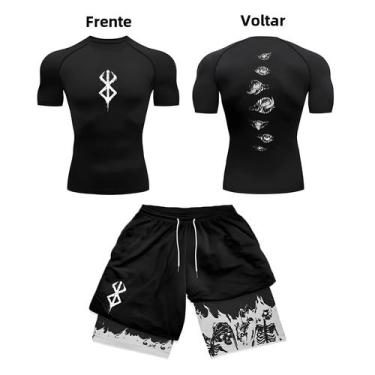Imagem de Conjunto de Ginástica Masculino com Compressão 3D - Manga Curta e Shor