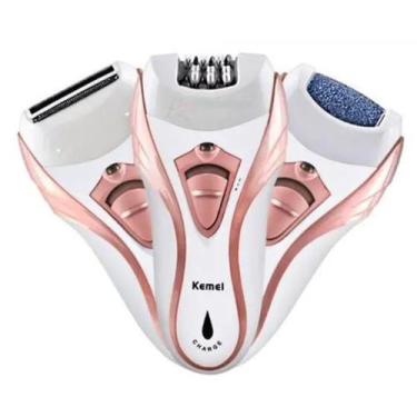 Imagem de Depilador Elétrico Kemei KM-3010 Recarregável 3 em 1 Bivolt Com Lixado