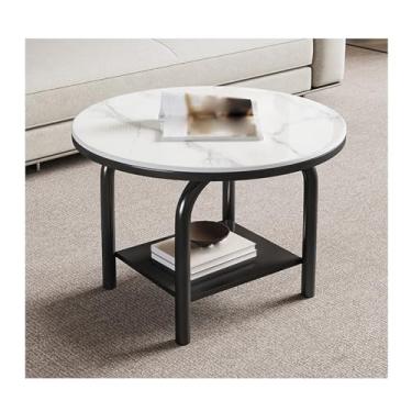 Imagem de Sofa Side Table，Living Room Bedroom Side Table，Small Coffee Table，Modern Side Table，Round Side Table，Storage Desk，for Living Room，Bedroom，Small Spaces ，Black，White，Gold(Black,60*60*45cm/23.6*23.6*17.7