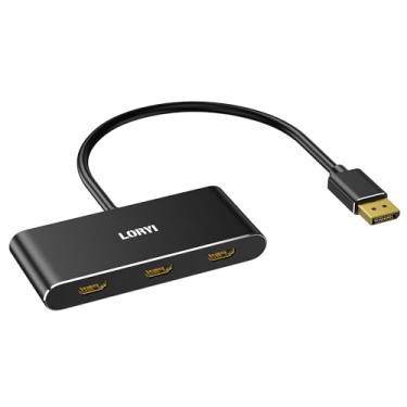 Imagem de Loryi Divisor HDMI 3 portas DisplayPort 1.4 para 3 monitores triplos 4K 60Hz 8K, Dual 4K 120Hz DP para 3X HDMI Multi Monitor MST Hub 1,5ft(45 cm) somente Windows
