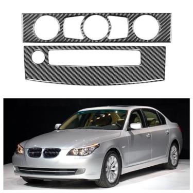Imagem de IKUESM Compatível com BMW Série 5 E60 2004-2010 Acessórios Interior de fibra de carbono Ar condicionado do carro Painel de controle de CD Adesivos de moldura de cobertura de acabamento(Style C(Black))